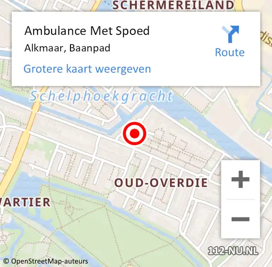Locatie op kaart van de 112 melding: Ambulance Met Spoed Naar Alkmaar, Baanpad op 15 mei 2024 00:51