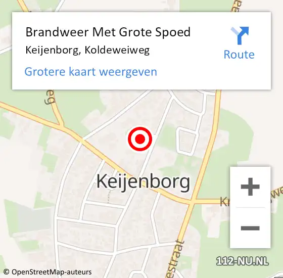 Locatie op kaart van de 112 melding: Brandweer Met Grote Spoed Naar Keijenborg, Koldeweiweg op 15 mei 2024 01:08