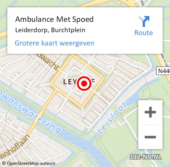 Locatie op kaart van de 112 melding: Ambulance Met Spoed Naar Leiderdorp, Burchtplein op 15 mei 2024 01:26