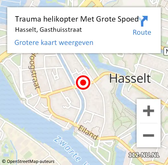 Locatie op kaart van de 112 melding: Trauma helikopter Met Grote Spoed Naar Hasselt, Gasthuisstraat op 15 mei 2024 01:26