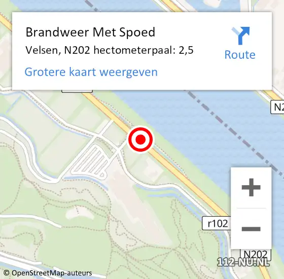 Locatie op kaart van de 112 melding: Brandweer Met Spoed Naar Velsen, N202 hectometerpaal: 2,5 op 15 mei 2024 01:28