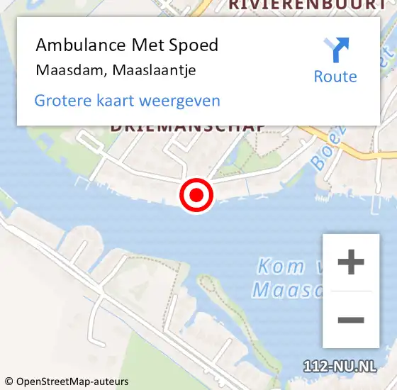 Locatie op kaart van de 112 melding: Ambulance Met Spoed Naar Maasdam, Maaslaantje op 15 mei 2024 01:32