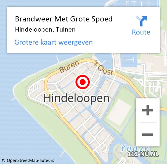 Locatie op kaart van de 112 melding: Brandweer Met Grote Spoed Naar Hindeloopen, Tuinen op 15 mei 2024 01:33