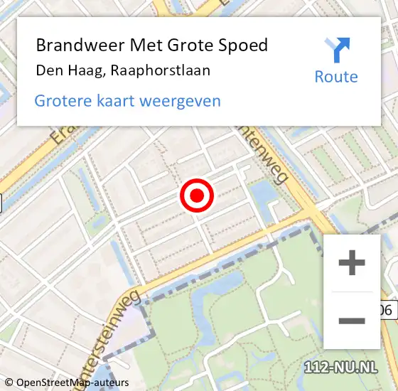Locatie op kaart van de 112 melding: Brandweer Met Grote Spoed Naar Den Haag, Raaphorstlaan op 15 mei 2024 01:52
