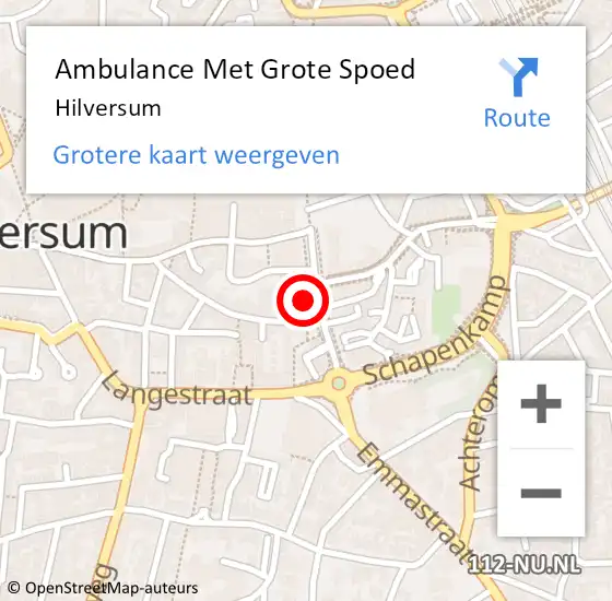 Locatie op kaart van de 112 melding: Ambulance Met Grote Spoed Naar Hilversum op 15 mei 2024 02:02