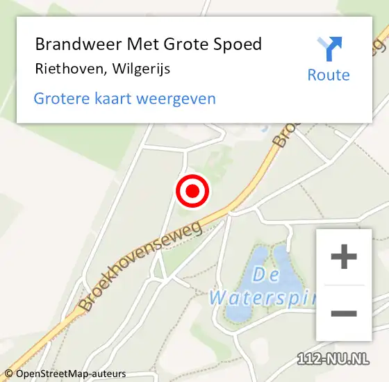 Locatie op kaart van de 112 melding: Brandweer Met Grote Spoed Naar Riethoven, Wilgerijs op 15 mei 2024 02:03