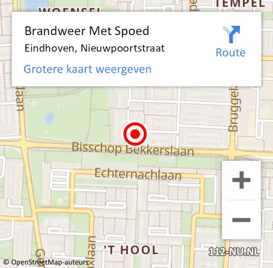 Locatie op kaart van de 112 melding: Brandweer Met Spoed Naar Eindhoven, Nieuwpoortstraat op 15 mei 2024 02:08