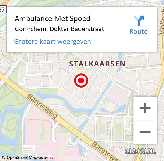 Locatie op kaart van de 112 melding: Ambulance Met Spoed Naar Gorinchem, Dokter Bauerstraat op 15 mei 2024 02:20