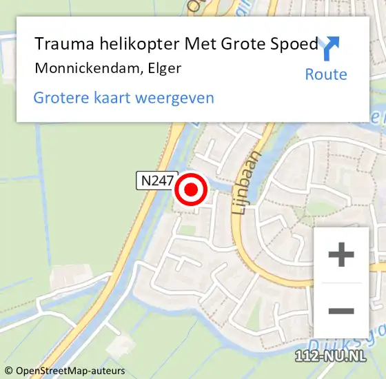 Locatie op kaart van de 112 melding: Trauma helikopter Met Grote Spoed Naar Monnickendam, Elger op 15 mei 2024 03:51