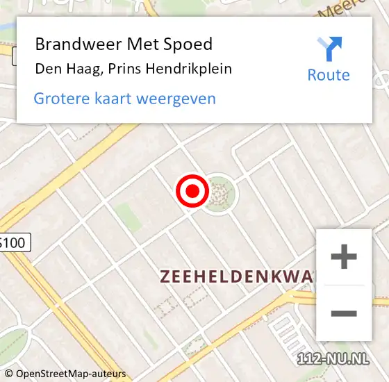 Locatie op kaart van de 112 melding: Brandweer Met Spoed Naar Den Haag, Prins Hendrikplein op 15 mei 2024 04:00