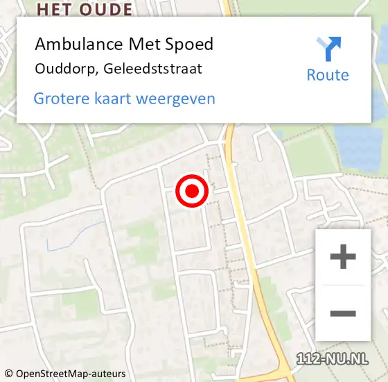 Locatie op kaart van de 112 melding: Ambulance Met Spoed Naar Ouddorp, Geleedststraat op 15 mei 2024 04:28