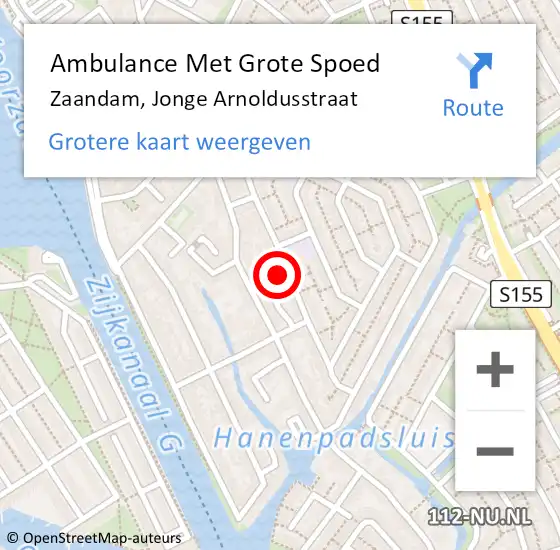 Locatie op kaart van de 112 melding: Ambulance Met Grote Spoed Naar Zaandam, Jonge Arnoldusstraat op 15 mei 2024 04:32