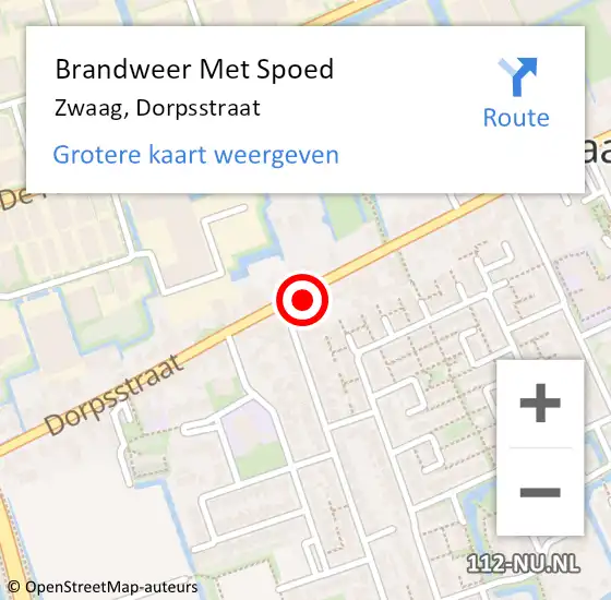 Locatie op kaart van de 112 melding: Brandweer Met Spoed Naar Zwaag, Dorpsstraat op 15 mei 2024 05:06