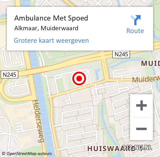 Locatie op kaart van de 112 melding: Ambulance Met Spoed Naar Alkmaar, Muiderwaard op 15 mei 2024 05:36