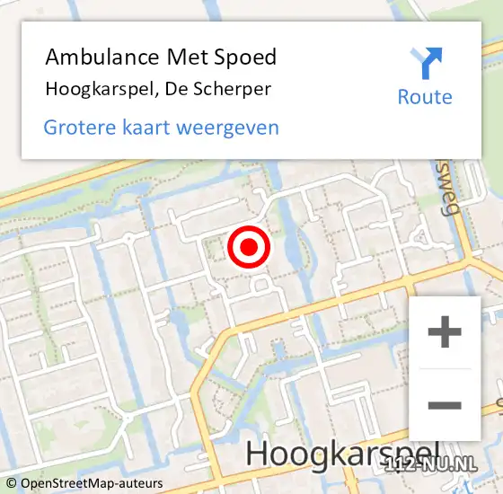 Locatie op kaart van de 112 melding: Ambulance Met Spoed Naar Hoogkarspel, De Scherper op 15 mei 2024 06:18