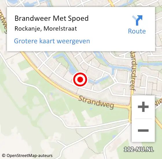 Locatie op kaart van de 112 melding: Brandweer Met Spoed Naar Rockanje, Morelstraat op 15 mei 2024 06:21