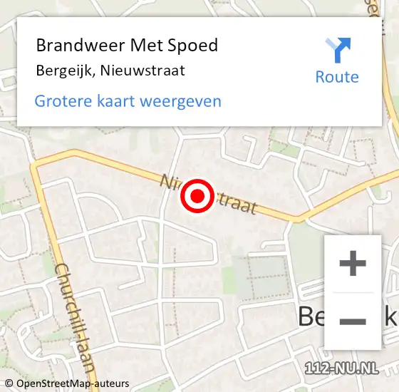 Locatie op kaart van de 112 melding: Brandweer Met Spoed Naar Bergeijk, Nieuwstraat op 15 mei 2024 06:25