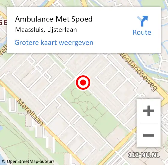 Locatie op kaart van de 112 melding: Ambulance Met Spoed Naar Maassluis, Lijsterlaan op 15 mei 2024 06:30