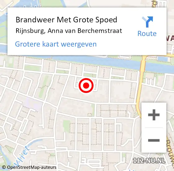 Locatie op kaart van de 112 melding: Brandweer Met Grote Spoed Naar Rijnsburg, Anna van Berchemstraat op 15 mei 2024 06:30