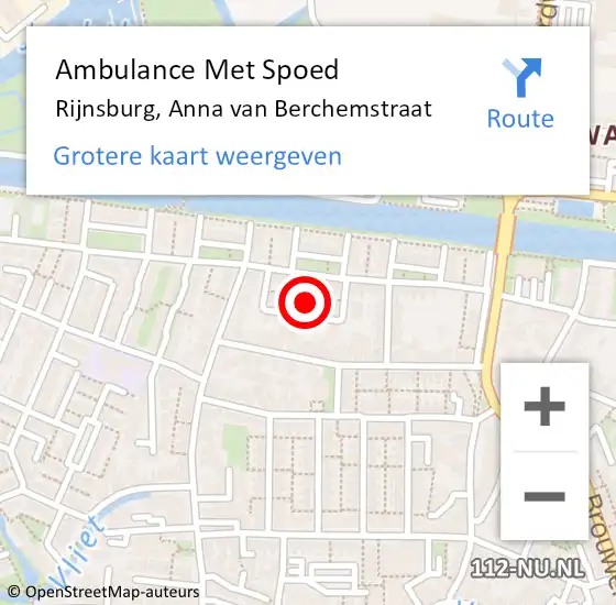 Locatie op kaart van de 112 melding: Ambulance Met Spoed Naar Rijnsburg, Anna van Berchemstraat op 15 mei 2024 06:40