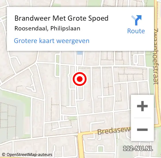 Locatie op kaart van de 112 melding: Brandweer Met Grote Spoed Naar Roosendaal, Philipslaan op 15 mei 2024 06:42