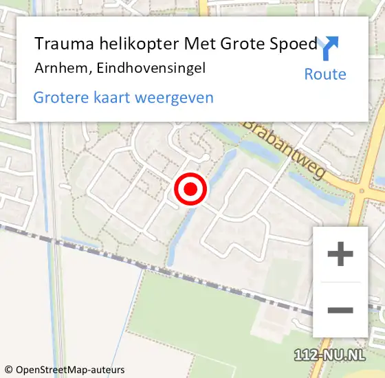 Locatie op kaart van de 112 melding: Trauma helikopter Met Grote Spoed Naar Arnhem, Eindhovensingel op 15 mei 2024 06:43