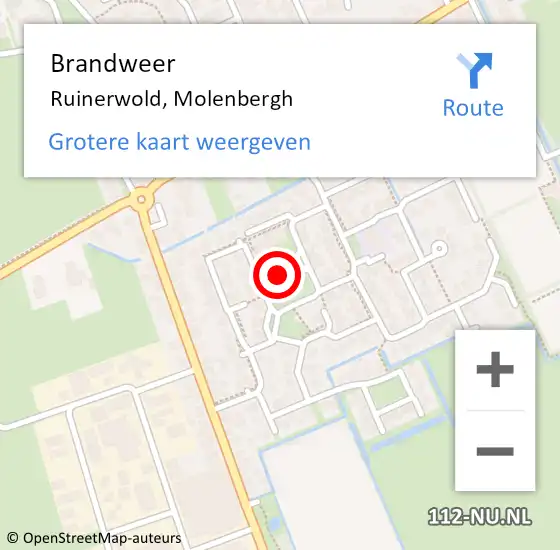 Locatie op kaart van de 112 melding: Brandweer Ruinerwold, Molenbergh op 15 mei 2024 06:45