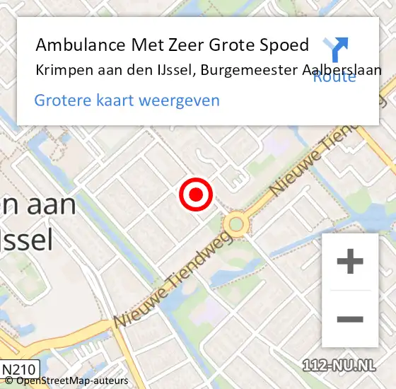 Locatie op kaart van de 112 melding: Ambulance Met Zeer Grote Spoed Naar Krimpen aan den IJssel, Burgemeester Aalberslaan op 15 mei 2024 06:49