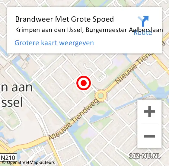 Locatie op kaart van de 112 melding: Brandweer Met Grote Spoed Naar Krimpen aan den IJssel, Burgemeester Aalberslaan op 15 mei 2024 06:49