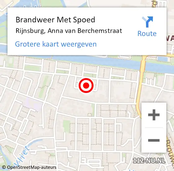 Locatie op kaart van de 112 melding: Brandweer Met Spoed Naar Rijnsburg, Anna van Berchemstraat op 15 mei 2024 06:53
