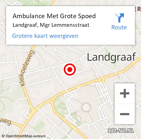 Locatie op kaart van de 112 melding: Ambulance Met Grote Spoed Naar Landgraaf, Mgr Lemmensstraat op 6 oktober 2014 00:38