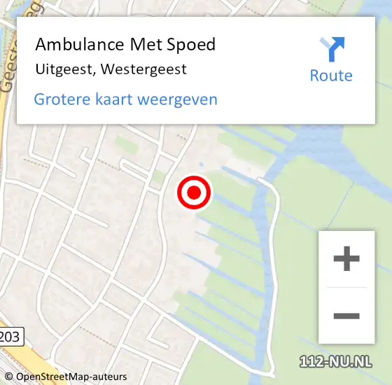 Locatie op kaart van de 112 melding: Ambulance Met Spoed Naar Uitgeest, Westergeest op 15 mei 2024 07:30