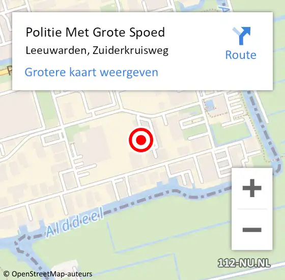 Locatie op kaart van de 112 melding: Politie Met Grote Spoed Naar Leeuwarden, Zuiderkruisweg op 15 mei 2024 07:48