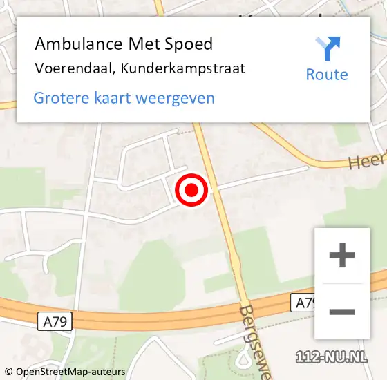 Locatie op kaart van de 112 melding: Ambulance Met Spoed Naar Voerendaal, Kunderkampstraat op 6 oktober 2014 00:42