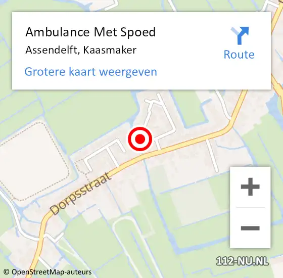 Locatie op kaart van de 112 melding: Ambulance Met Spoed Naar Assendelft, Kaasmaker op 15 mei 2024 07:56