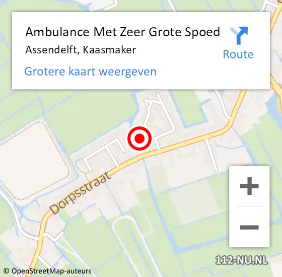 Locatie op kaart van de 112 melding: Ambulance Met Zeer Grote Spoed Naar Assendelft, Kaasmaker op 15 mei 2024 07:57