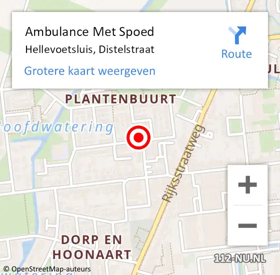 Locatie op kaart van de 112 melding: Ambulance Met Spoed Naar Hellevoetsluis, Distelstraat op 15 mei 2024 08:00