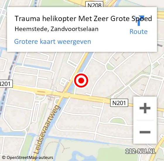 Locatie op kaart van de 112 melding: Trauma helikopter Met Zeer Grote Spoed Naar Heemstede, Zandvoortselaan op 15 mei 2024 08:00