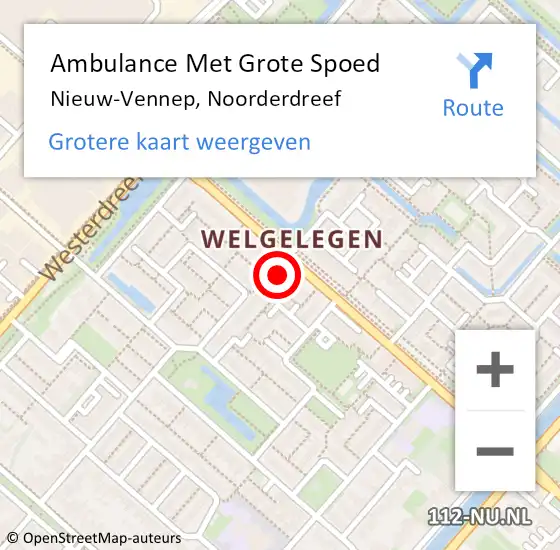 Locatie op kaart van de 112 melding: Ambulance Met Grote Spoed Naar Nieuw-Vennep, Noorderdreef op 15 mei 2024 08:07