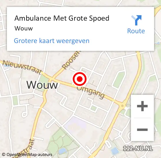 Locatie op kaart van de 112 melding: Ambulance Met Grote Spoed Naar Wouw op 15 mei 2024 08:15