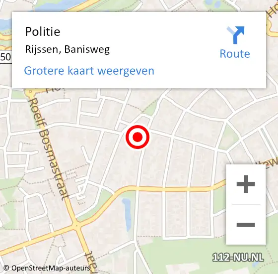 Locatie op kaart van de 112 melding: Politie Rijssen, Banisweg op 15 mei 2024 08:15