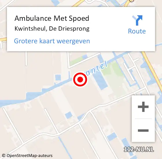 Locatie op kaart van de 112 melding: Ambulance Met Spoed Naar Kwintsheul, De Driesprong op 15 mei 2024 08:19