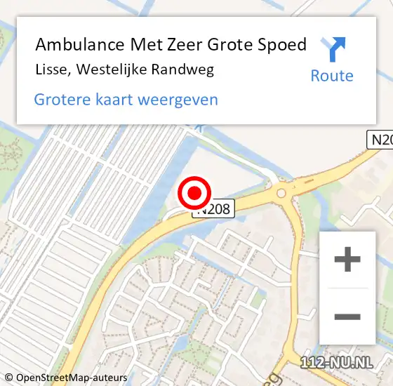 Locatie op kaart van de 112 melding: Ambulance Met Zeer Grote Spoed Naar Lisse, Westelijke Randweg op 15 mei 2024 08:28