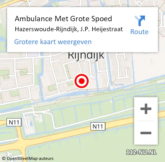 Locatie op kaart van de 112 melding: Ambulance Met Grote Spoed Naar Hazerswoude-Rijndijk, J.P. Heijestraat op 15 mei 2024 08:28