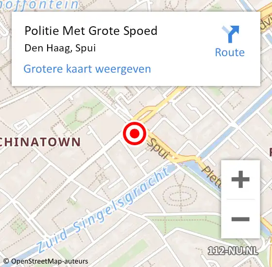 Locatie op kaart van de 112 melding: Politie Met Grote Spoed Naar Den Haag, Spui op 15 mei 2024 08:33