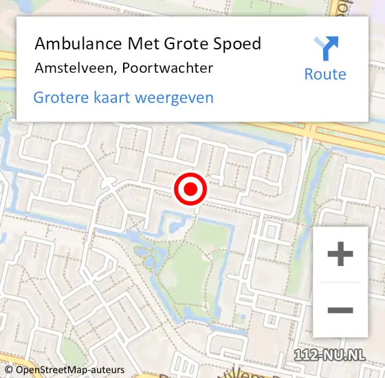 Locatie op kaart van de 112 melding: Ambulance Met Grote Spoed Naar Amstelveen, Poortwachter op 15 mei 2024 08:37