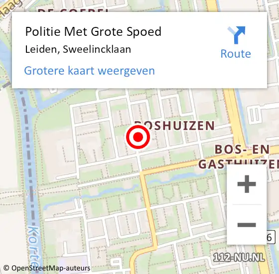 Locatie op kaart van de 112 melding: Politie Met Grote Spoed Naar Leiden, Sweelincklaan op 15 mei 2024 08:38