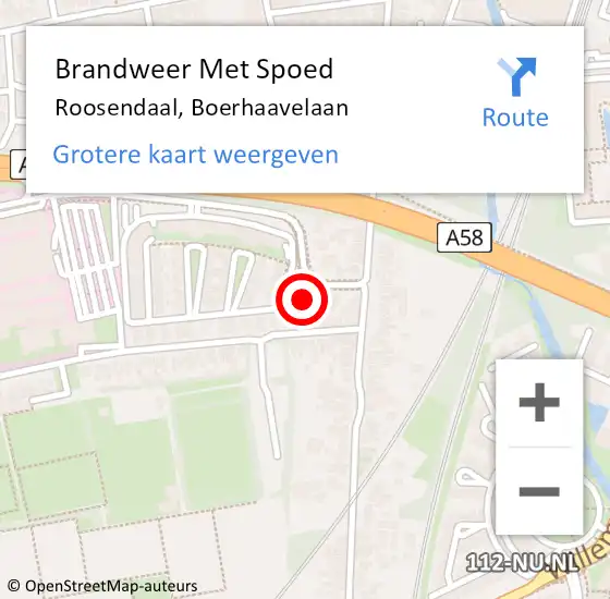 Locatie op kaart van de 112 melding: Brandweer Met Spoed Naar Roosendaal, Boerhaavelaan op 15 mei 2024 08:48