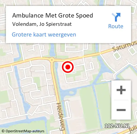 Locatie op kaart van de 112 melding: Ambulance Met Grote Spoed Naar Volendam, Jo Spierstraat op 15 mei 2024 09:00