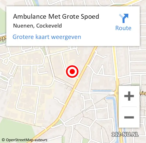 Locatie op kaart van de 112 melding: Ambulance Met Grote Spoed Naar Nuenen, Cockeveld op 16 oktober 2013 17:55